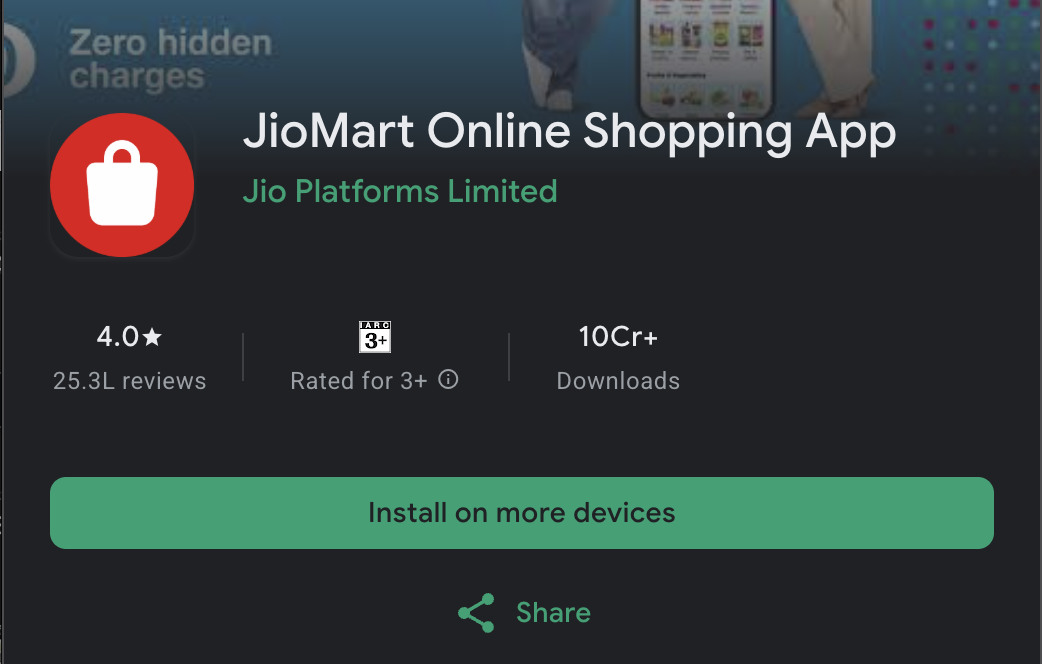 JioMart on the Play Store