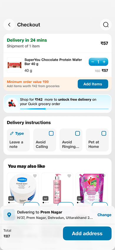 Redesigned JioMart checkout screen