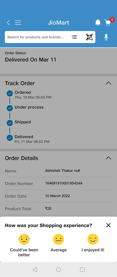 Order success before